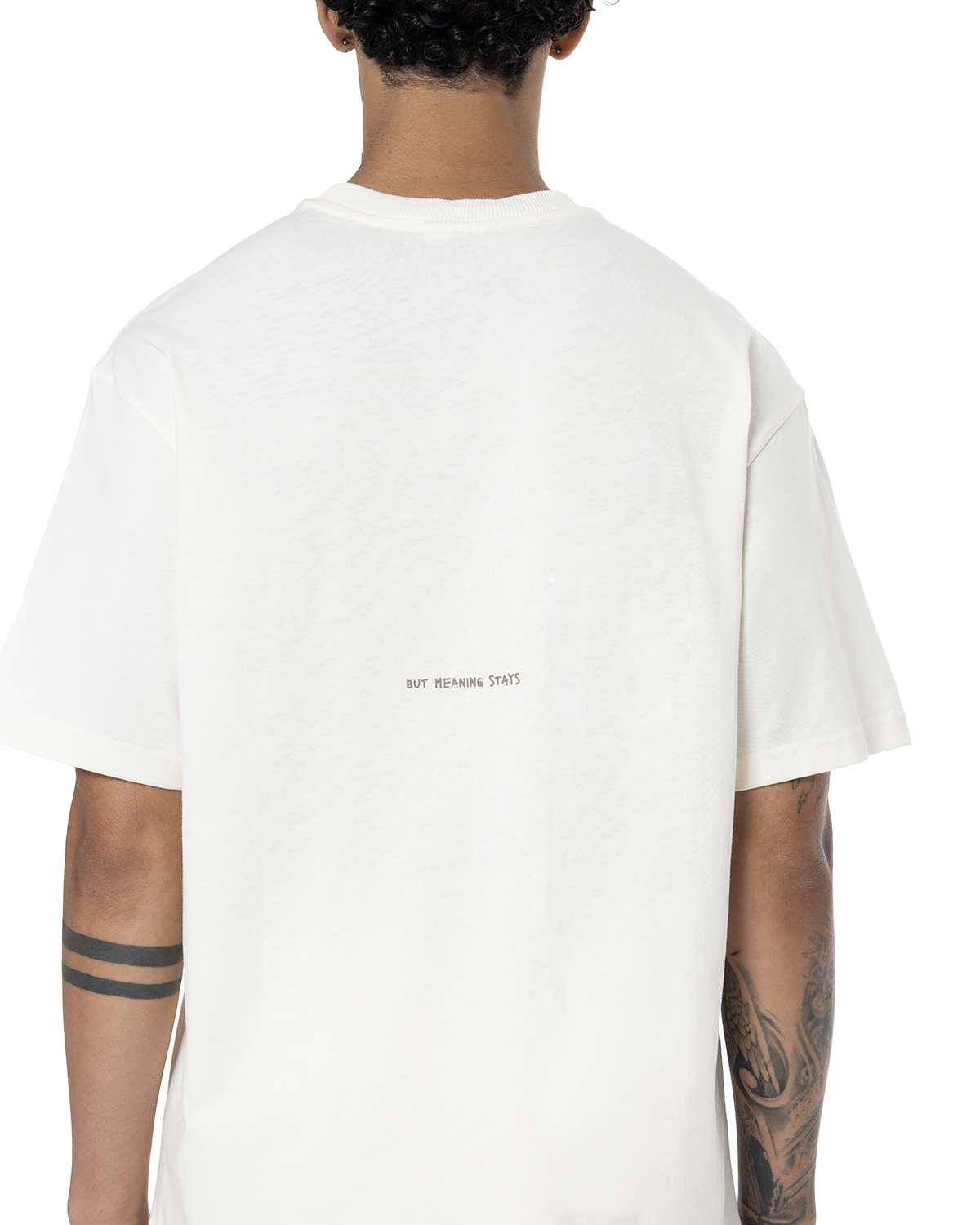 Erkek Oversize Basic Baskili TiŞört - AntiK Beyaz