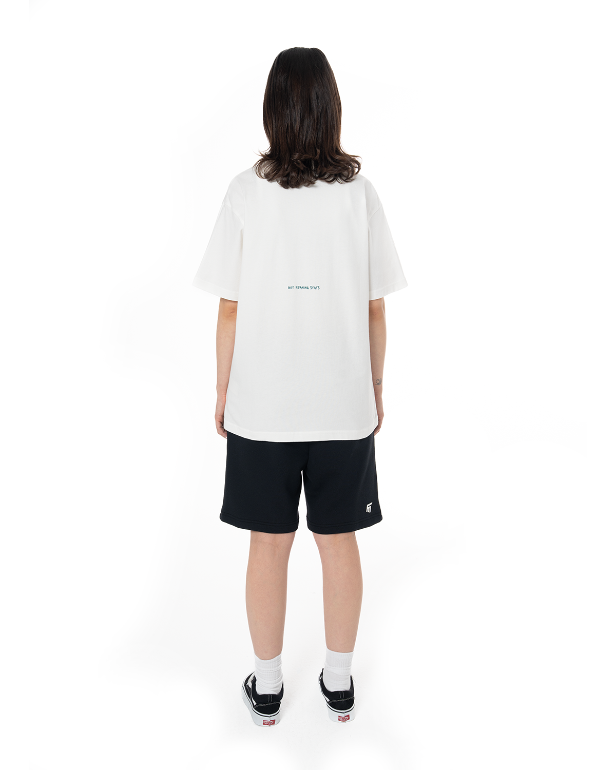 Kadin Oversize Basic Baskili TiŞört - Beyaz