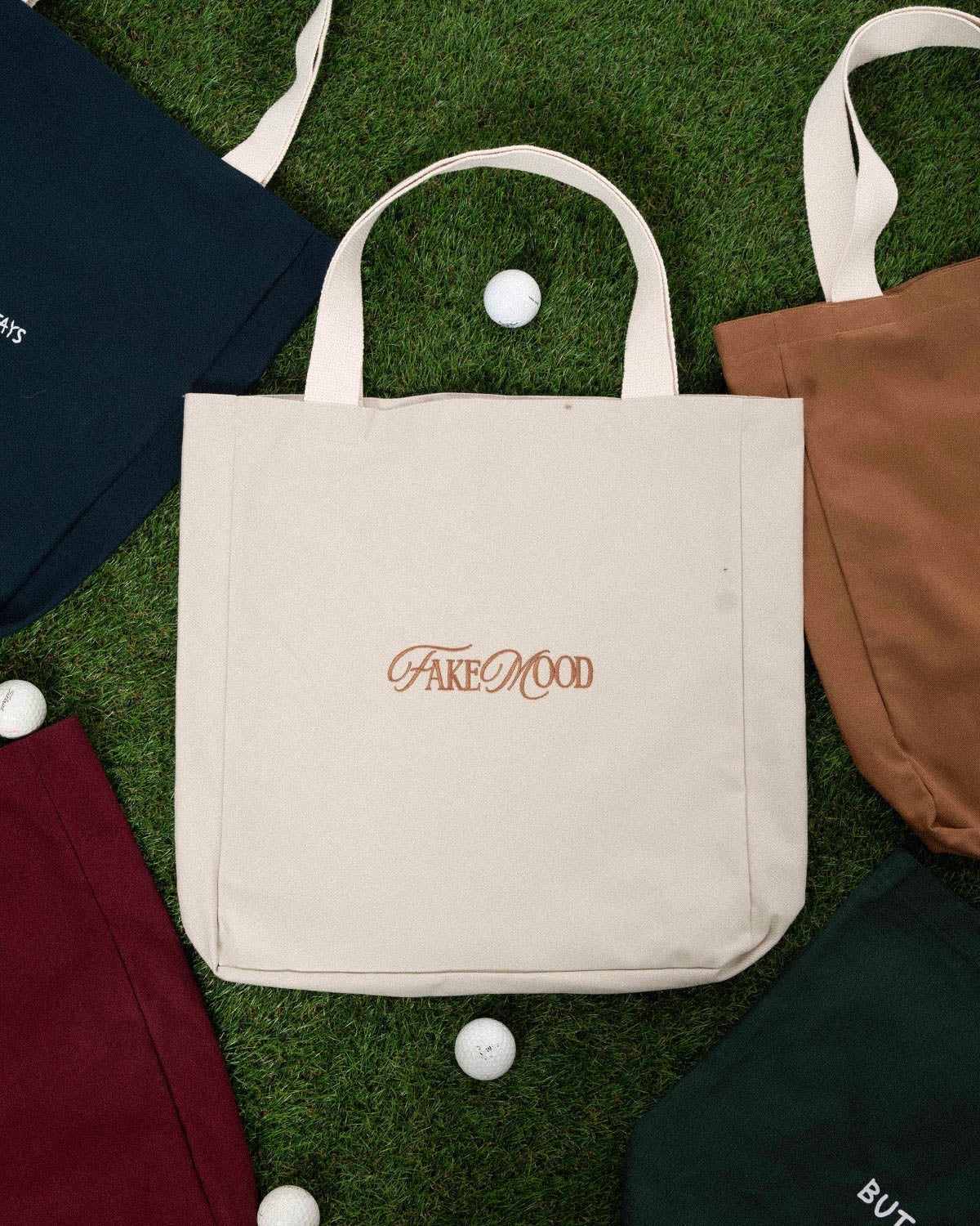 Unisex Fakemood Nakişli Tote Bag - Bej