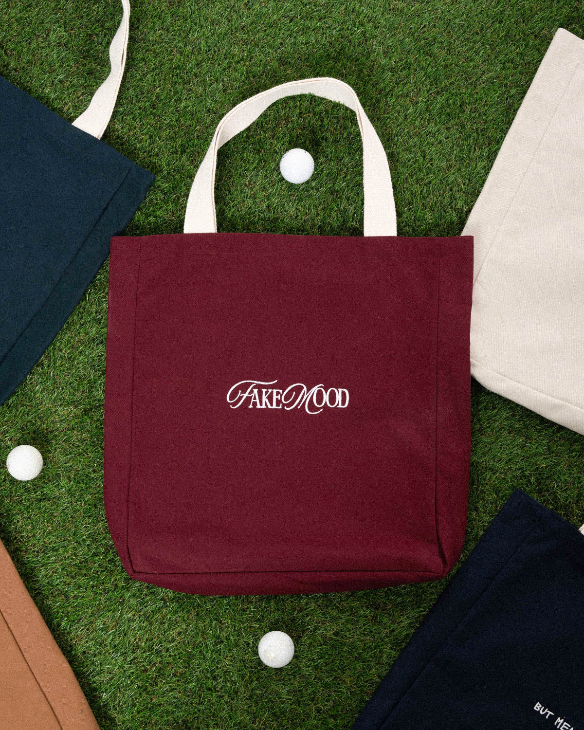 Unisex Fakemood Nakişli Tote Bag - Bordo