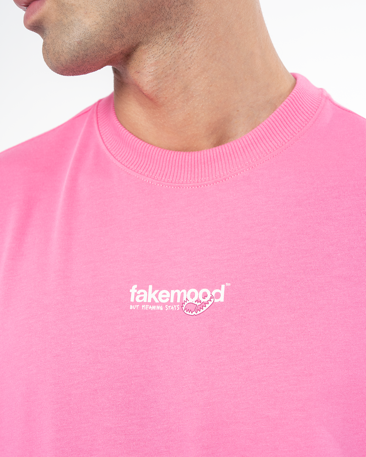 Unisex Oversize Love Is A Trap Baskili TiŞört - Pembe - 3