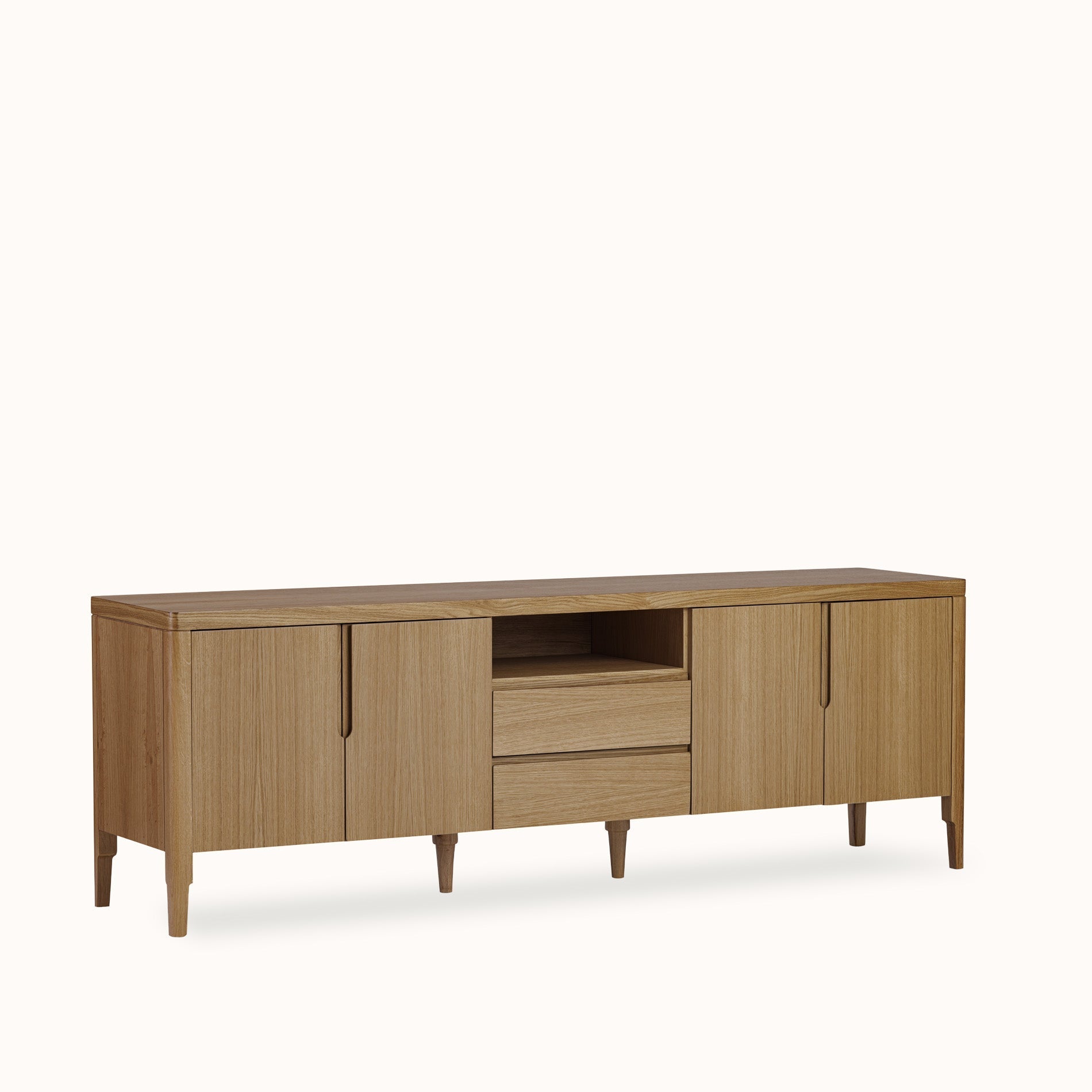 Nesta Ahşap Meşe Renk Tv Ünitesi 4 Kapaklı 2 Çekmeceli 200 Cm - 1