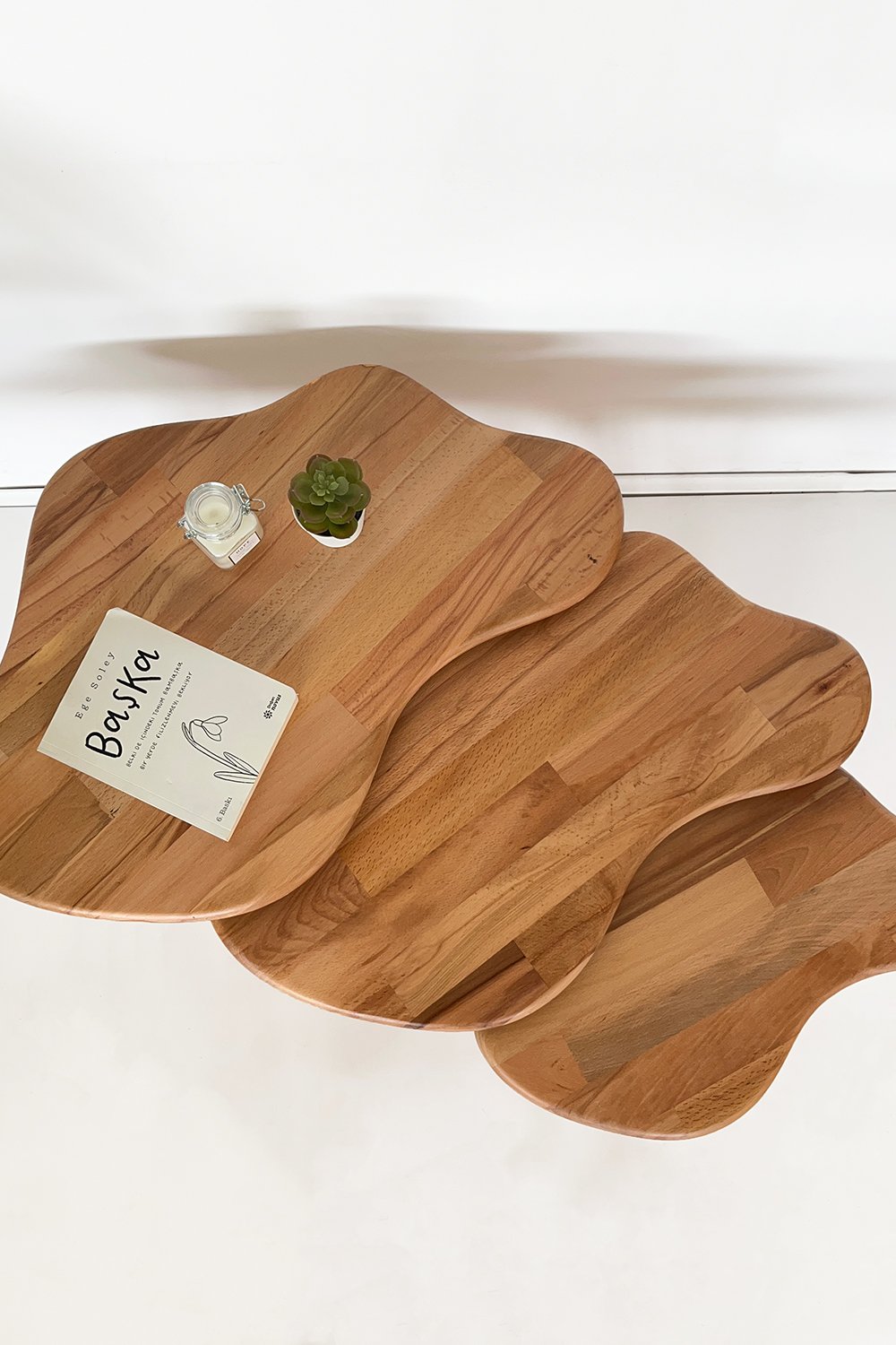 Fagus Wood-3'lü Zigon Bulut Sehpa Seti Masif Doğal Ahşap – İskandinav Tarzında Şık Ve Modern Tasarım, Yan & Dekoratif Sehpa-Sehpa-3-Milagron.com