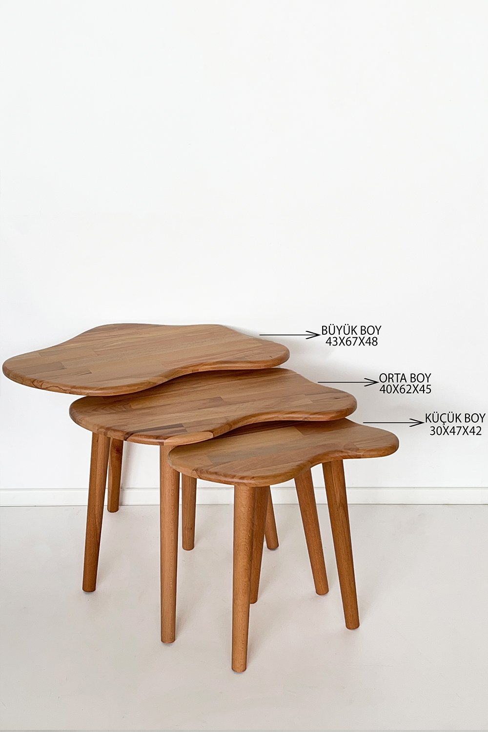 Fagus Wood-3'lü Zigon Bulut Sehpa Seti Masif Doğal Ahşap – İskandinav Tarzında Şık Ve Modern Tasarım, Yan & Dekoratif Sehpa-Sehpa-5-Milagron.com