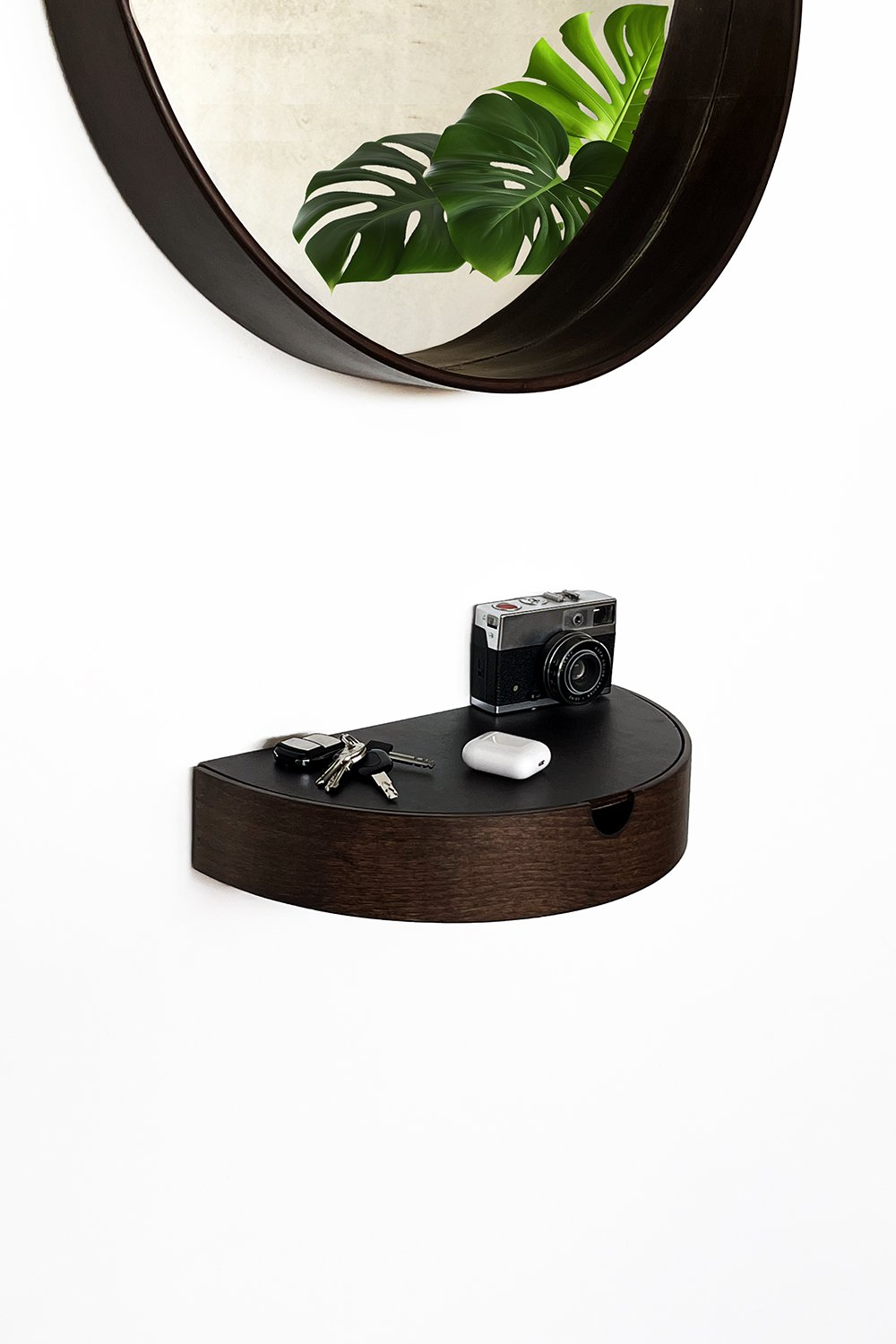 Fagus Wood-Ahşap Anahtarlık Kutusu Ve Dekoratif Duvar Rafı (ceviz)-Duvar Rafı-3-Milagron.com