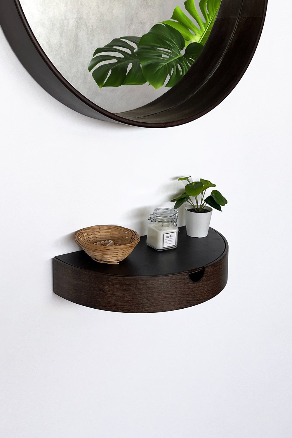 Fagus Wood-Ahşap Anahtarlık Kutusu Ve Dekoratif Duvar Rafı (ceviz)-Duvar Rafı-5-Milagron.com