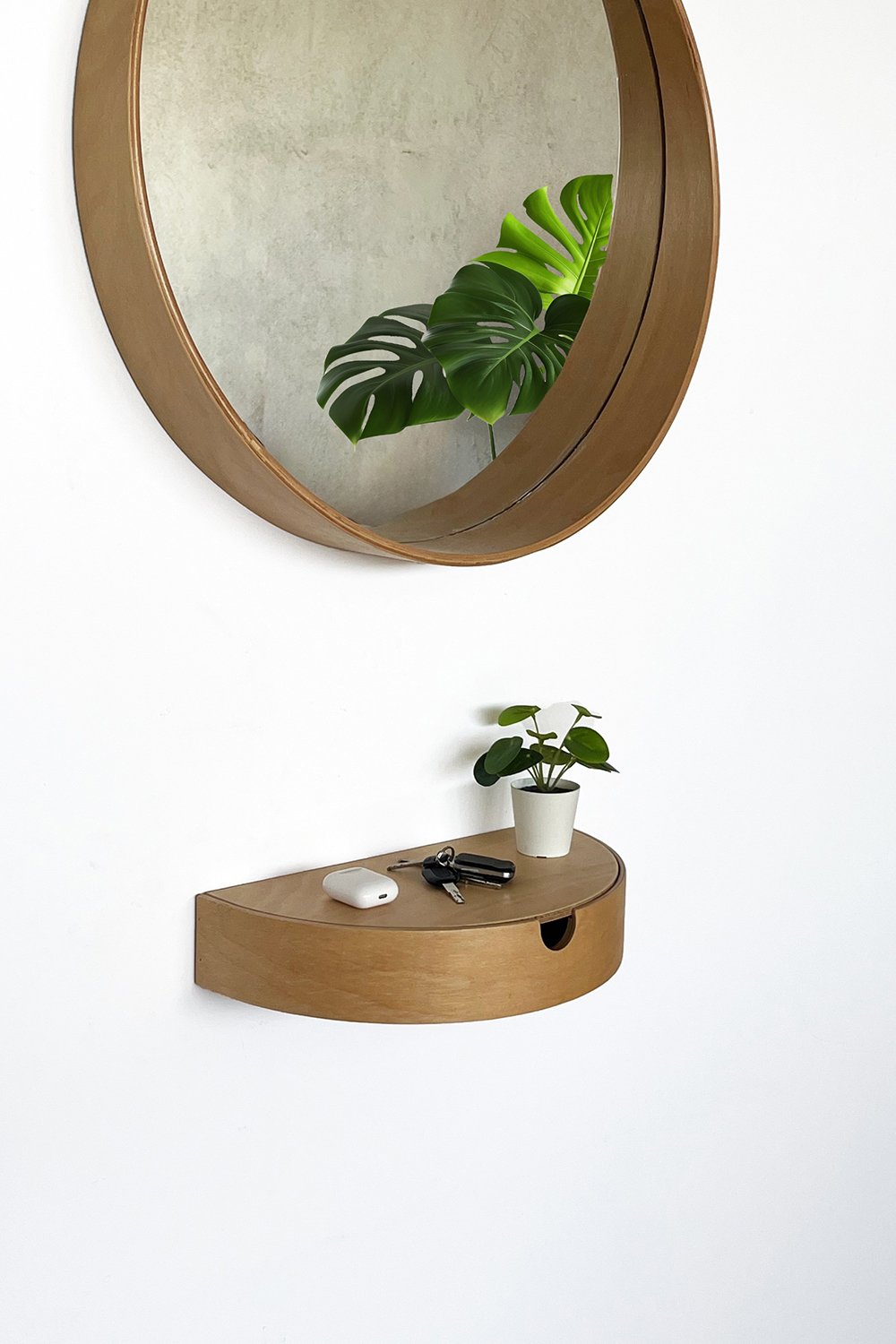 Fagus Wood-Ahşap Antre Duvar Rafı Ve Kapaklı Başucu Komodini (kayın)-Duvar Rafı-1-Milagron.com