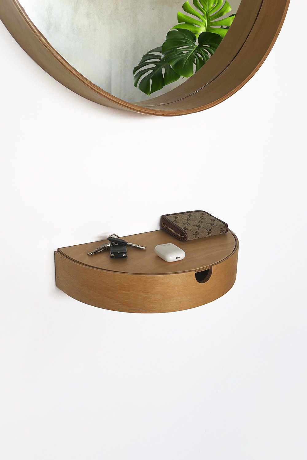 Fagus Wood-Ahşap Antre Duvar Rafı Ve Kapaklı Başucu Komodini (kayın)-Duvar Rafı-11-Milagron.com