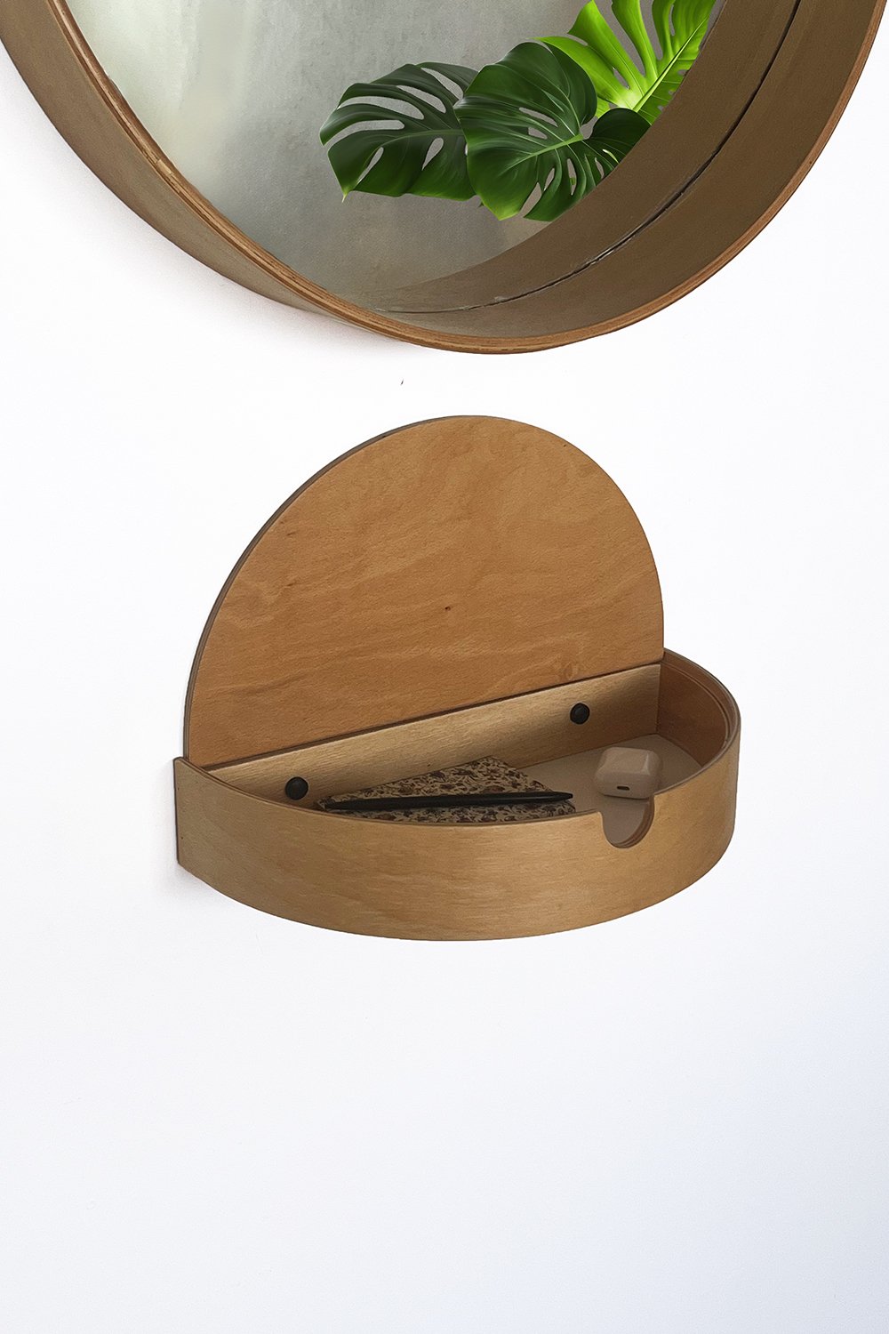 Fagus Wood-Ahşap Antre Duvar Rafı Ve Kapaklı Başucu Komodini (kayın)-Duvar Rafı-12-Milagron.com