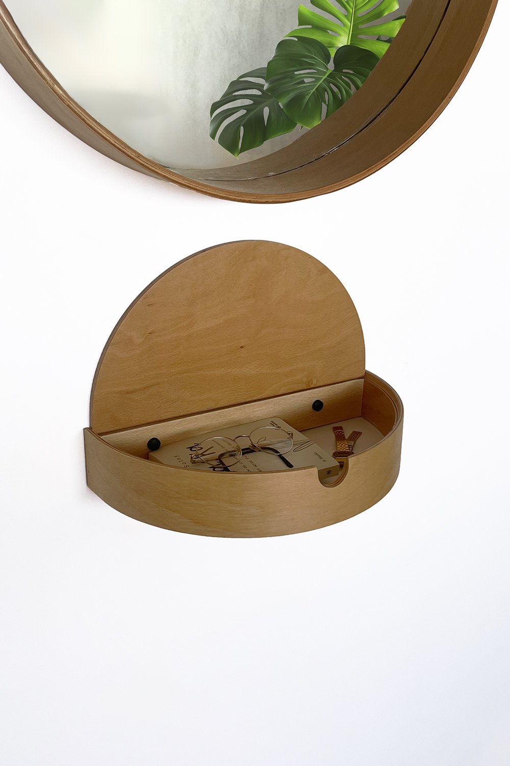 Fagus Wood-Ahşap Antre Duvar Rafı Ve Kapaklı Başucu Komodini (kayın)-Duvar Rafı-9-Milagron.com