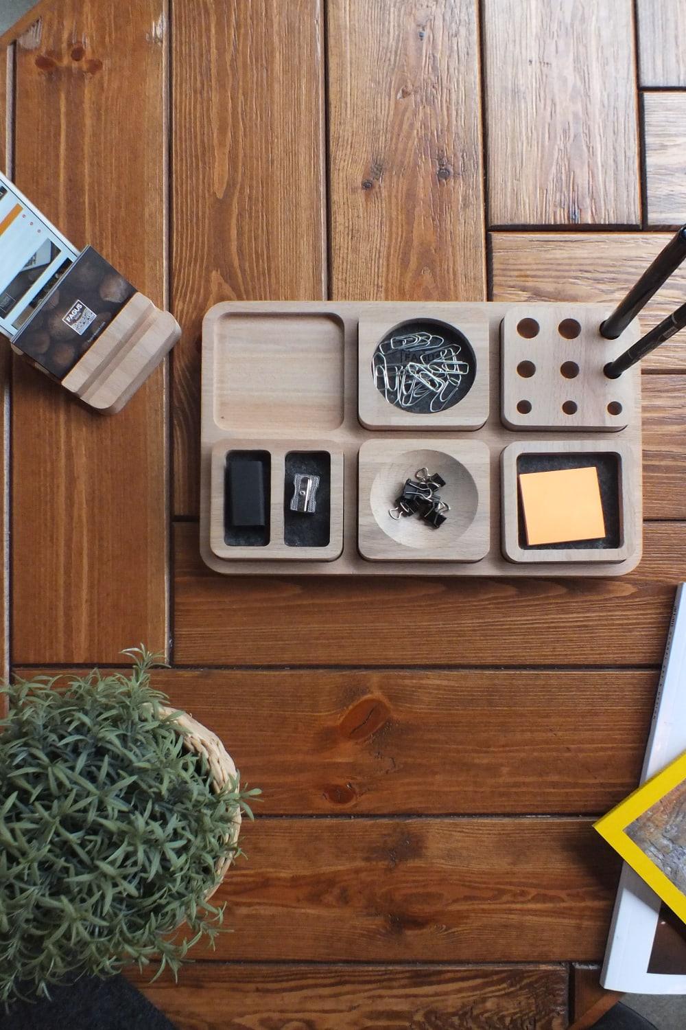 Fagus Wood-Arayende Masa Düzenleyici-Masaüstü Organizer-1-Milagron.com