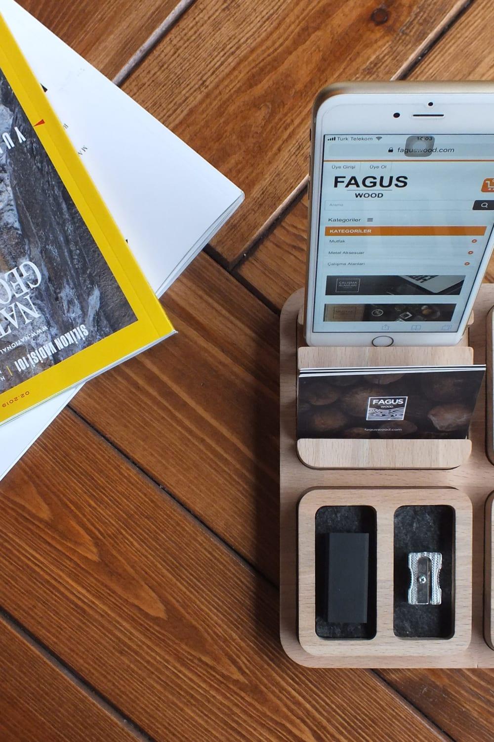 Fagus Wood-Arayende Masa Düzenleyici-Masaüstü Organizer-2-Milagron.com