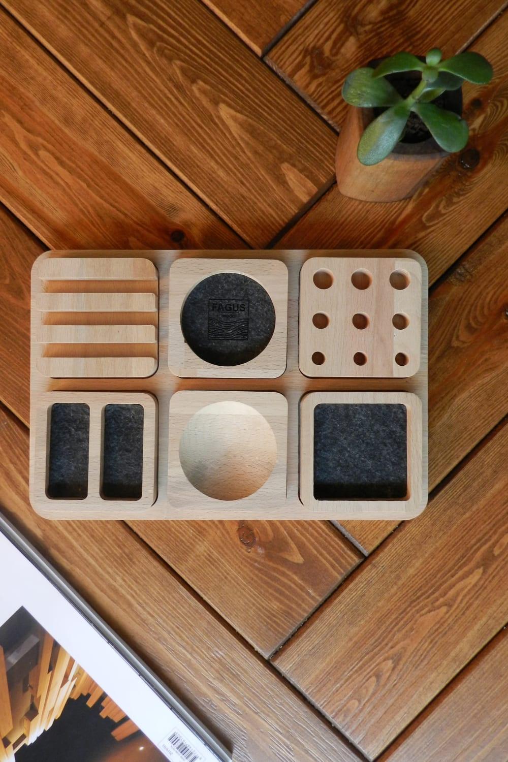 Fagus Wood-Arayende Masa Düzenleyici-Masaüstü Organizer-3-Milagron.com