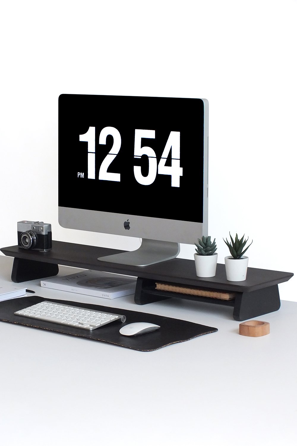 Fagus Wood-Büyük Monitör Standı - Ceviz-Ekran Yükseltici-1-Milagron.com