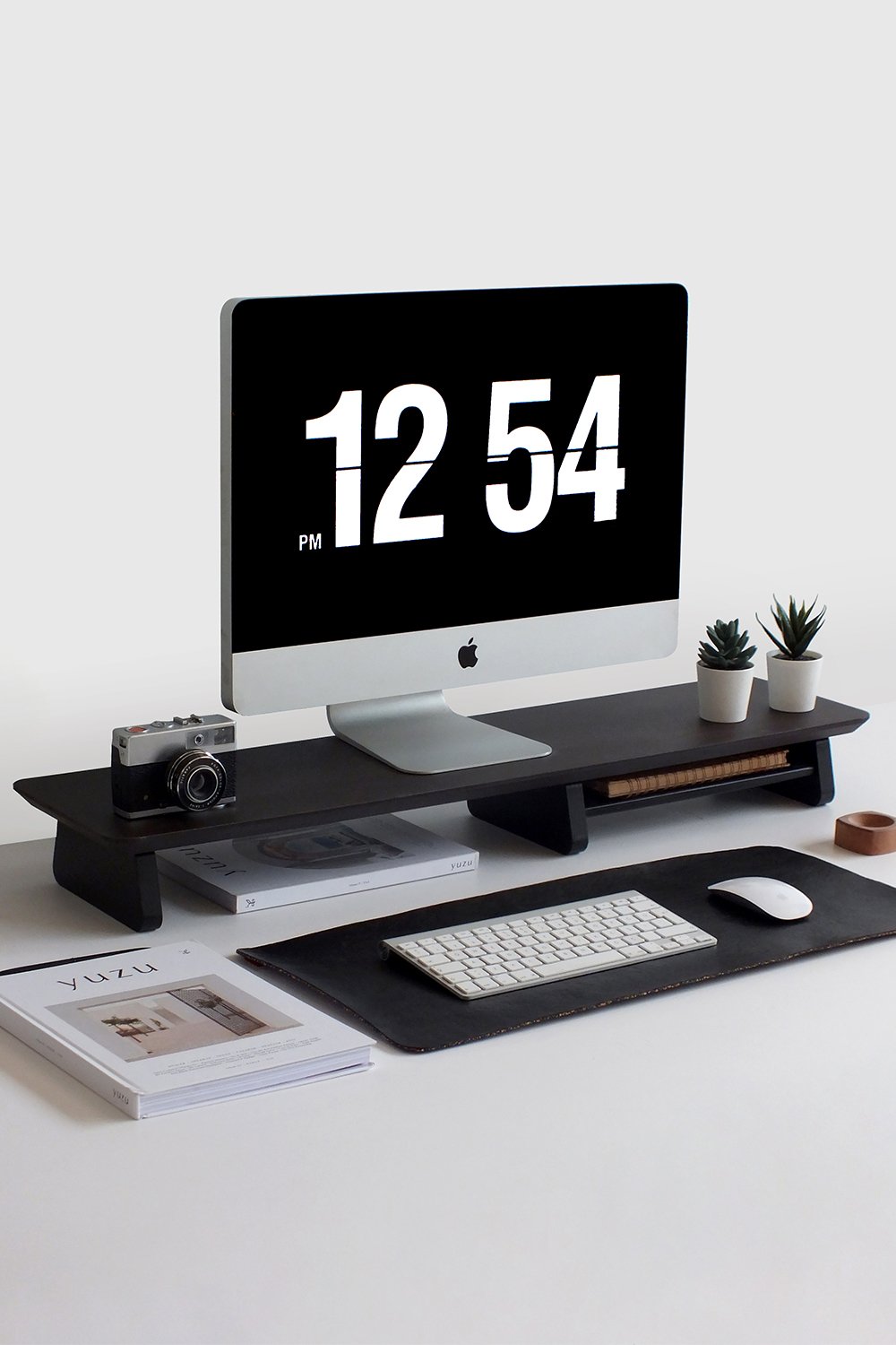 Fagus Wood-Büyük Monitör Standı - Ceviz-Ekran Yükseltici-2-Milagron.com