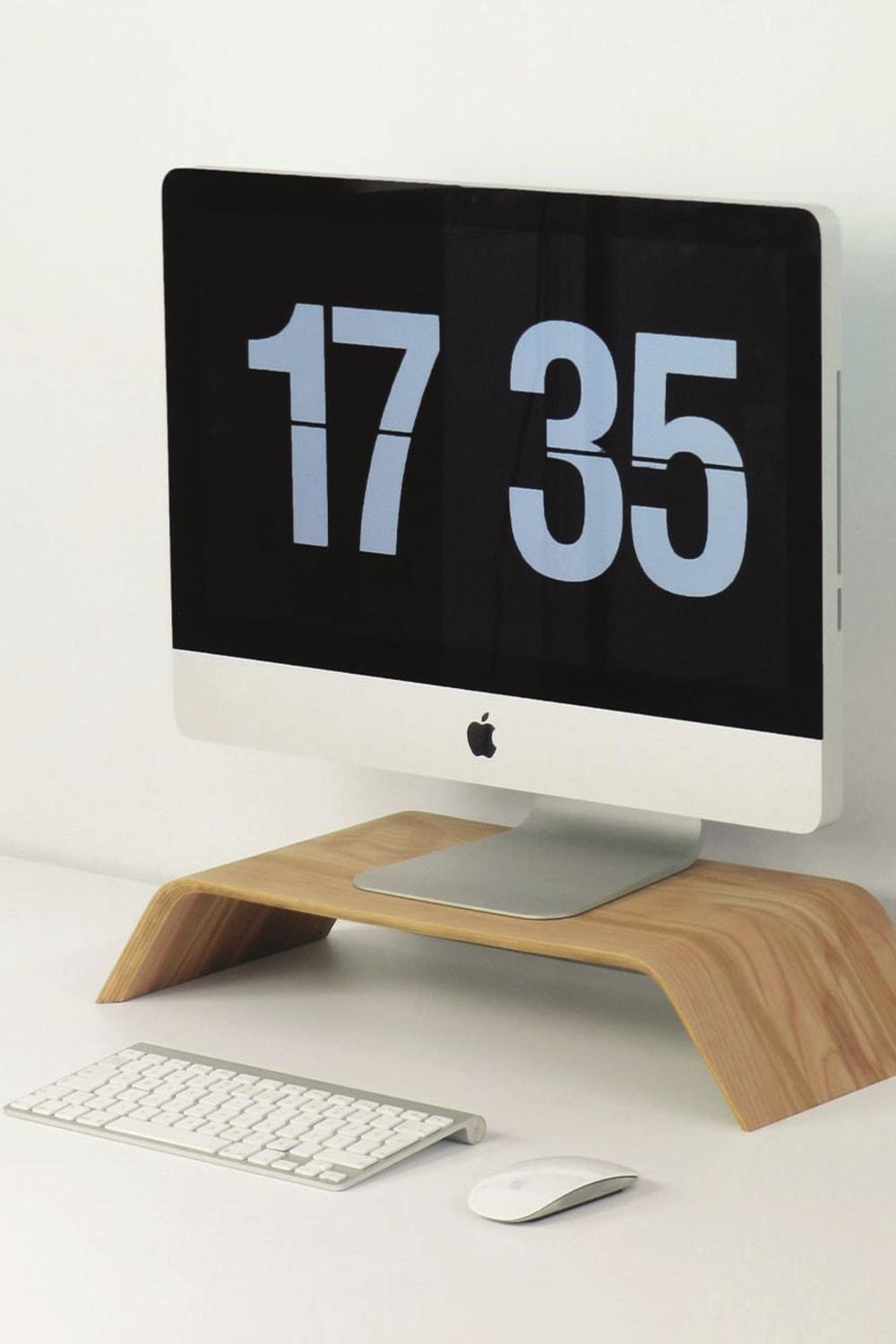 Fagus Wood-Dayanıklı Ağaç Monitör Ayağı ve Yükseltici Bilgisayar Standı (Kayın)-Ekran Yükseltici-2-Milagron.com