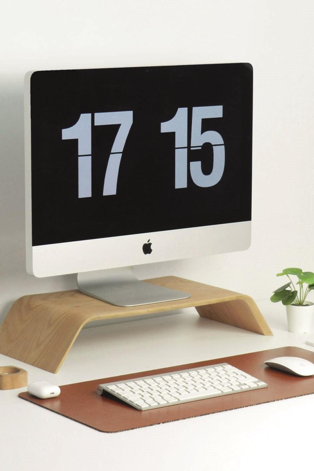 Fagus Wood-Dayanıklı Ağaç Monitör Ayağı ve Yükseltici Bilgisayar Standı (Kayın)-Ekran Yükseltici-3-Milagron.com