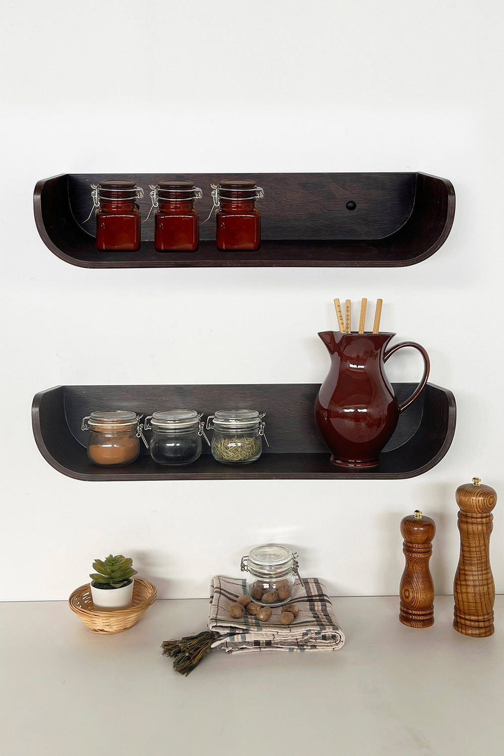 Fagus Wood-Dekoratif Ahşap Tasarım Duvar Rafı - Ceviz-Duvar Rafı-1-Milagron.com