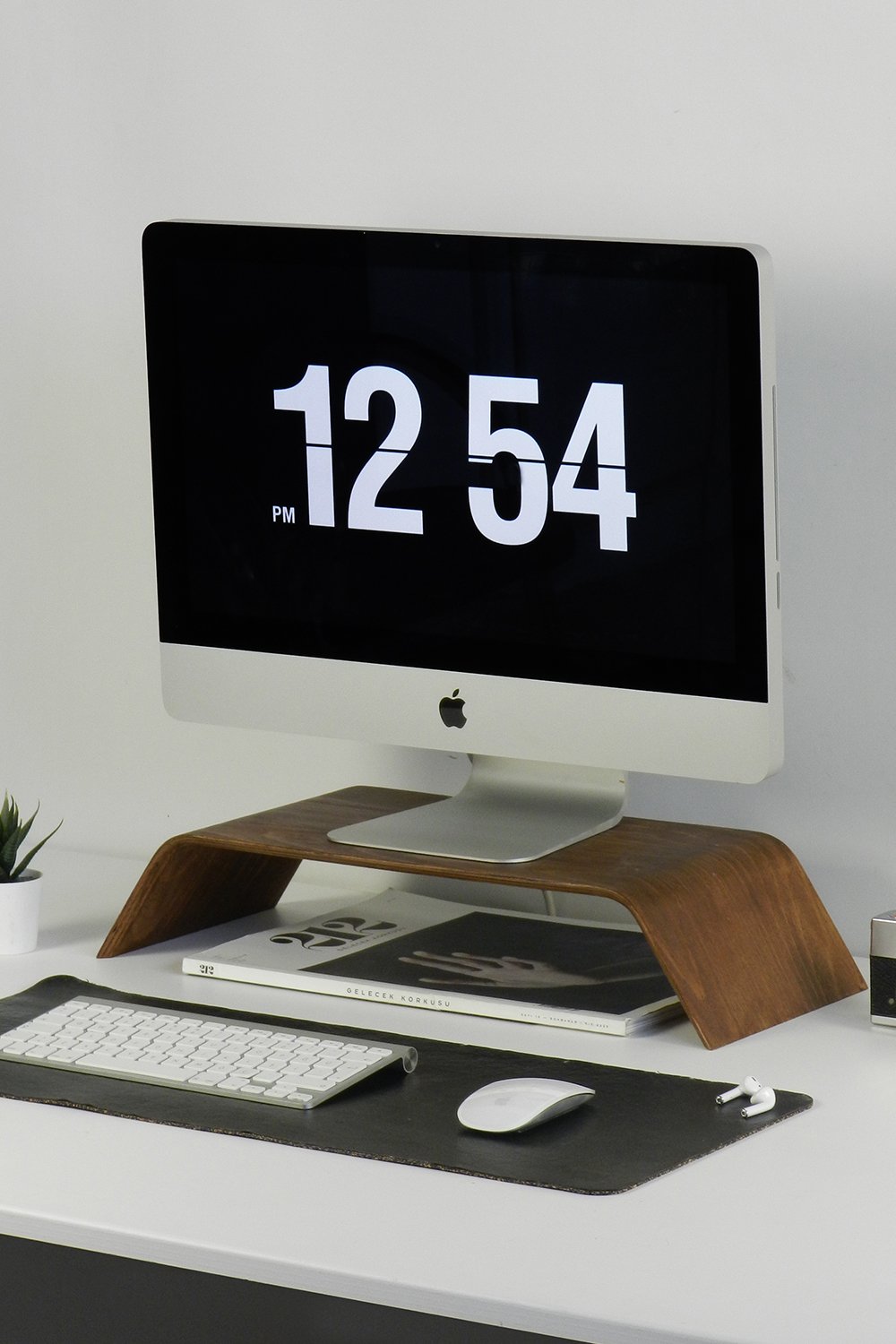 Fagus Wood-Doğal Ahşap Bilgisayar Monitörü Yükseltici Stant ve Ekran Yükseltici (Ceviz)-Biblo-1-Milagron.com