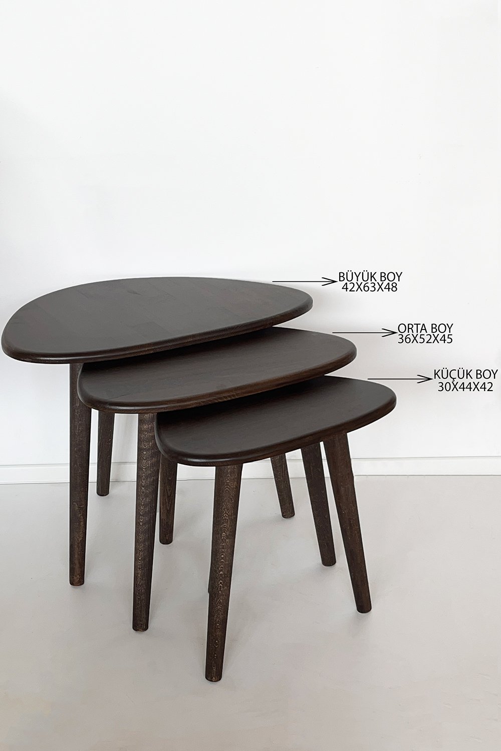 Fagus Wood-Doğal Masif Ahşap Damla Sehpa Seti - 3'lü Zigon Set Modern Ve Minimalist Sehpa Takımı (yan Sehpa, Orta Sehpa, Dekoratif Sehpa) (ceviz)-Sehpa-5-Milagron.com