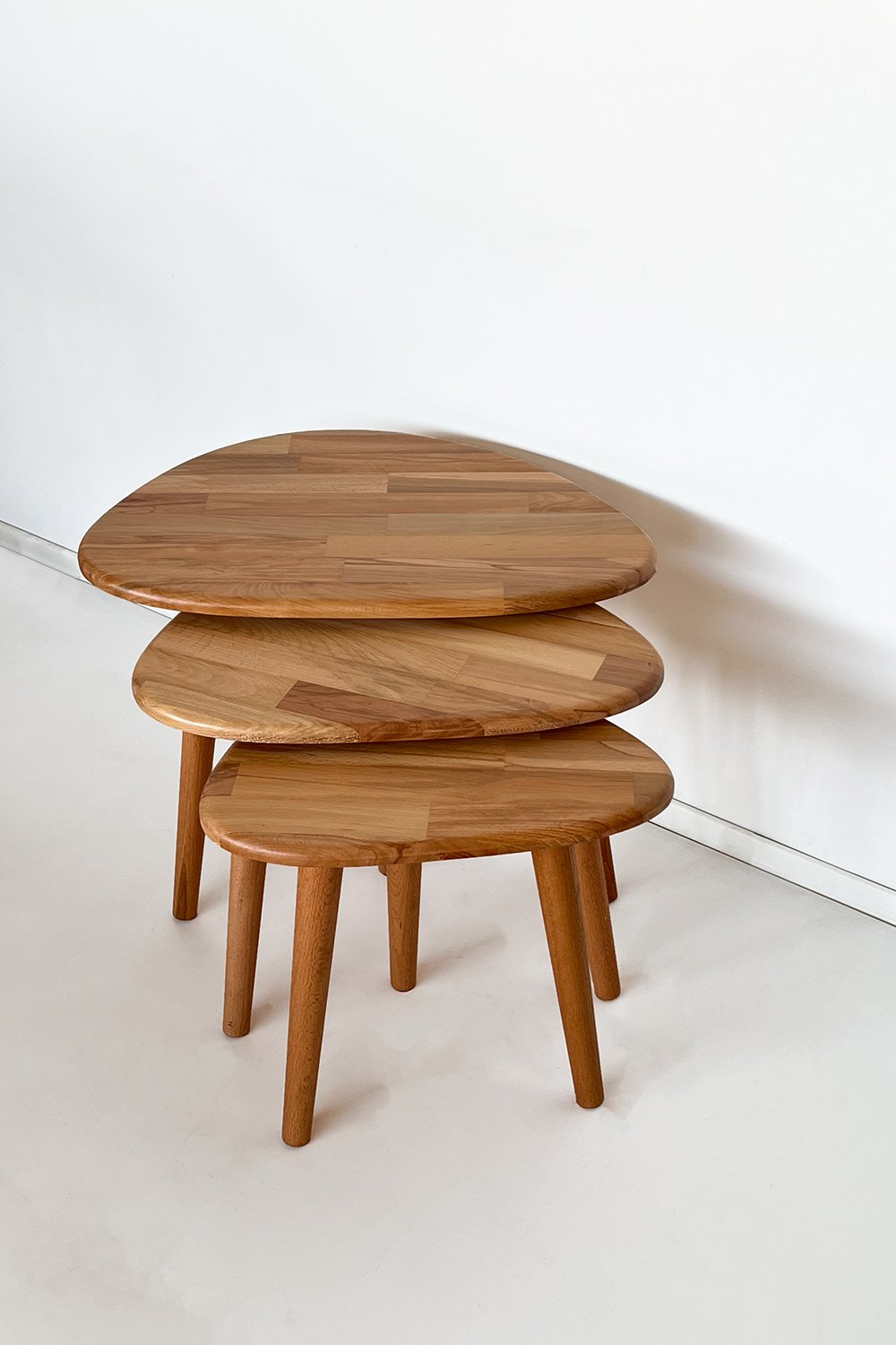 Fagus Wood-Doğal Masif Ahşap Damla Sehpa Seti - 3'lü Zigon Set Modern Ve Minimalist Sehpa Takımı (yan Sehpa, Orta Sehpa, Dekoratif Sehpa) (kayın)-Sehpa-5-Milagron.com