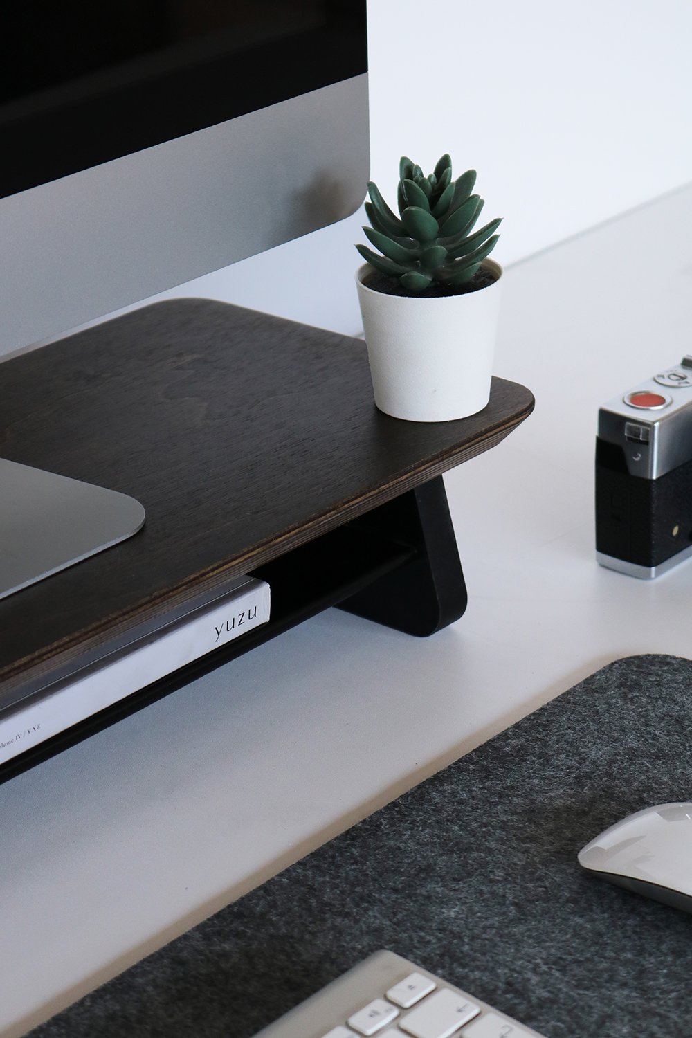 Fagus Wood-Küçük Monitör Standı - Ceviz-Ekran Yükseltici-2-Milagron.com