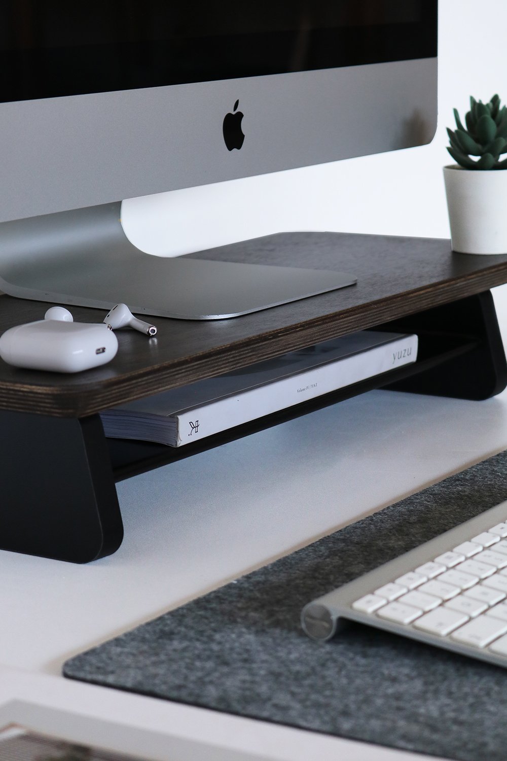 Fagus Wood-Küçük Monitör Standı - Ceviz-Ekran Yükseltici-3-Milagron.com