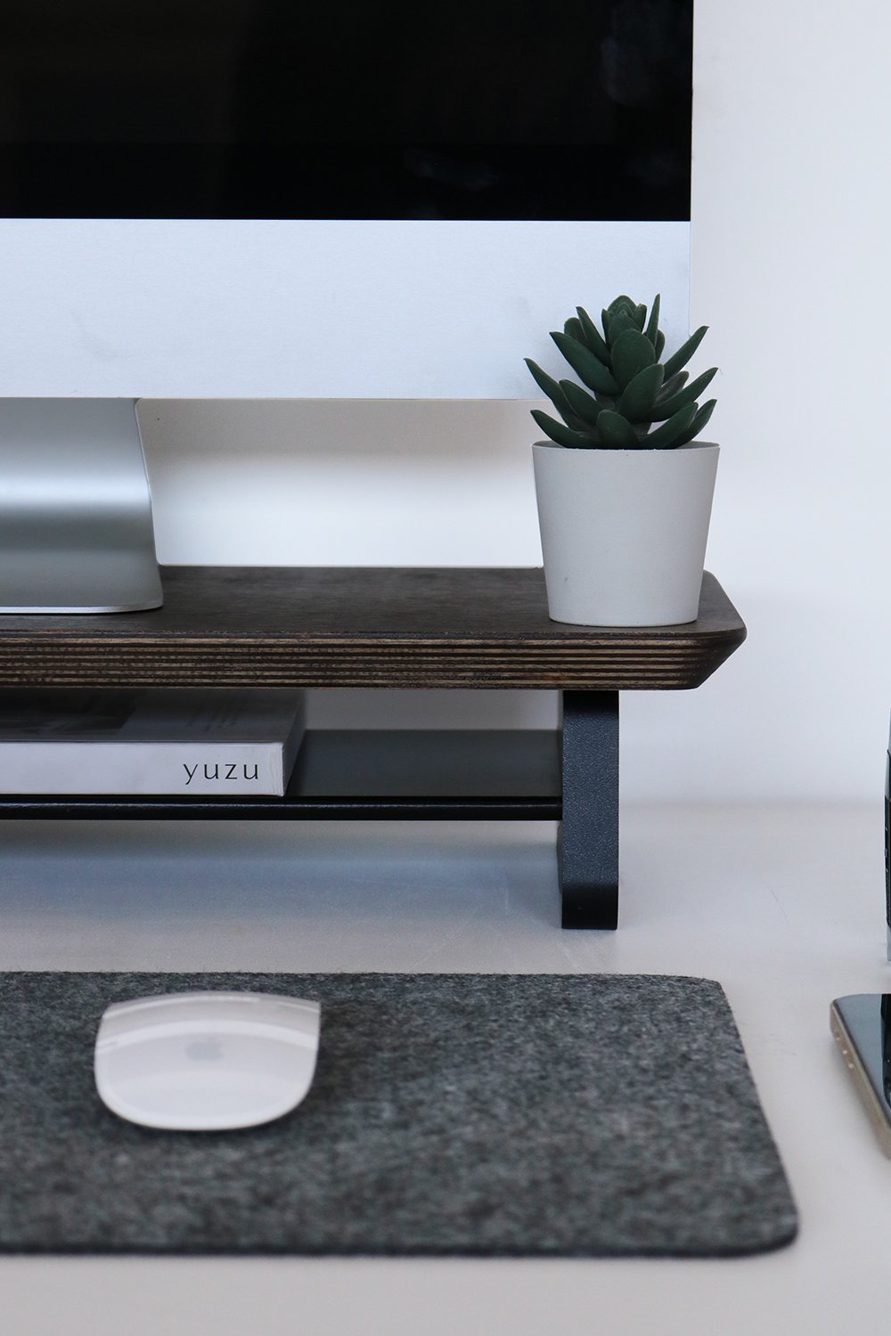 Fagus Wood-Küçük Monitör Standı - Ceviz-Ekran Yükseltici-4-Milagron.com