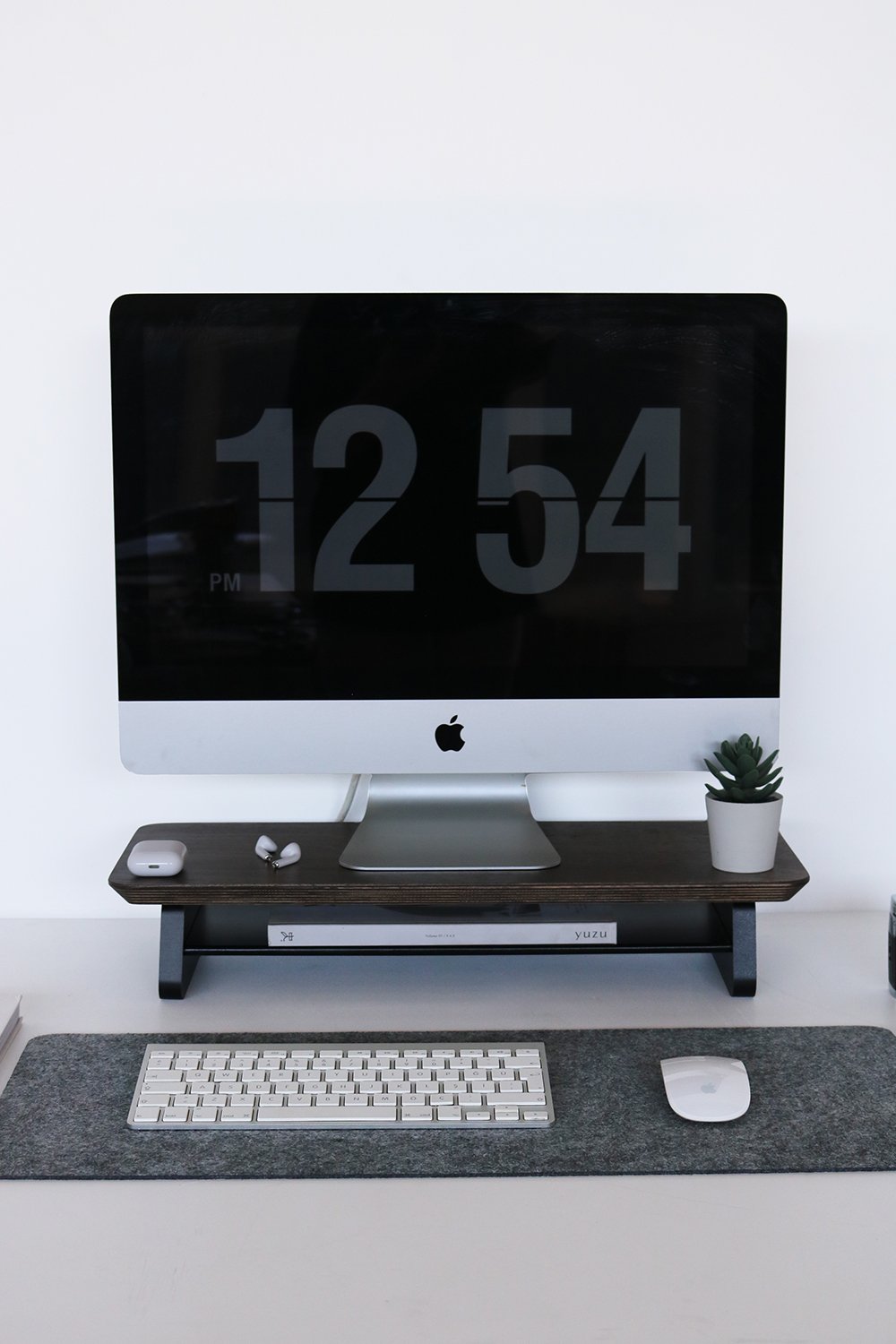 Fagus Wood-Küçük Monitör Standı - Ceviz-Ekran Yükseltici-6-Milagron.com