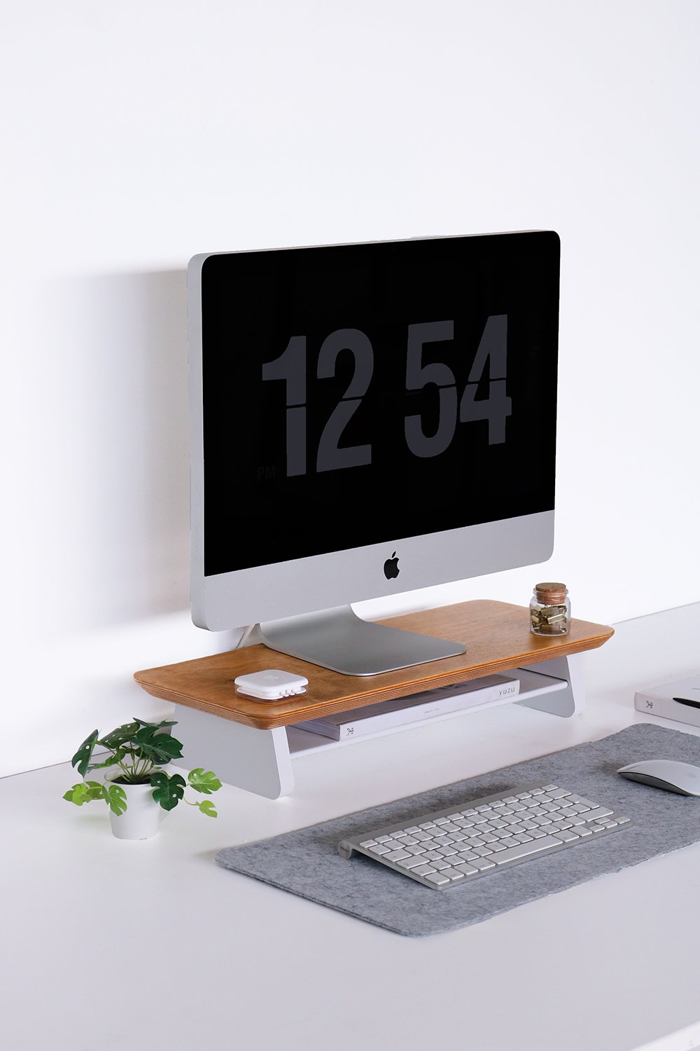 Fagus Wood-Küçük Monitör Standı - Meşe-Ekran Yükseltici-1-Milagron.com