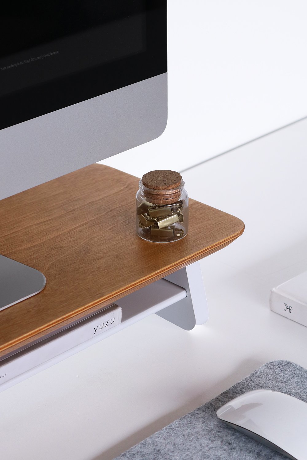 Fagus Wood-Küçük Monitör Standı - Meşe-Ekran Yükseltici-3-Milagron.com