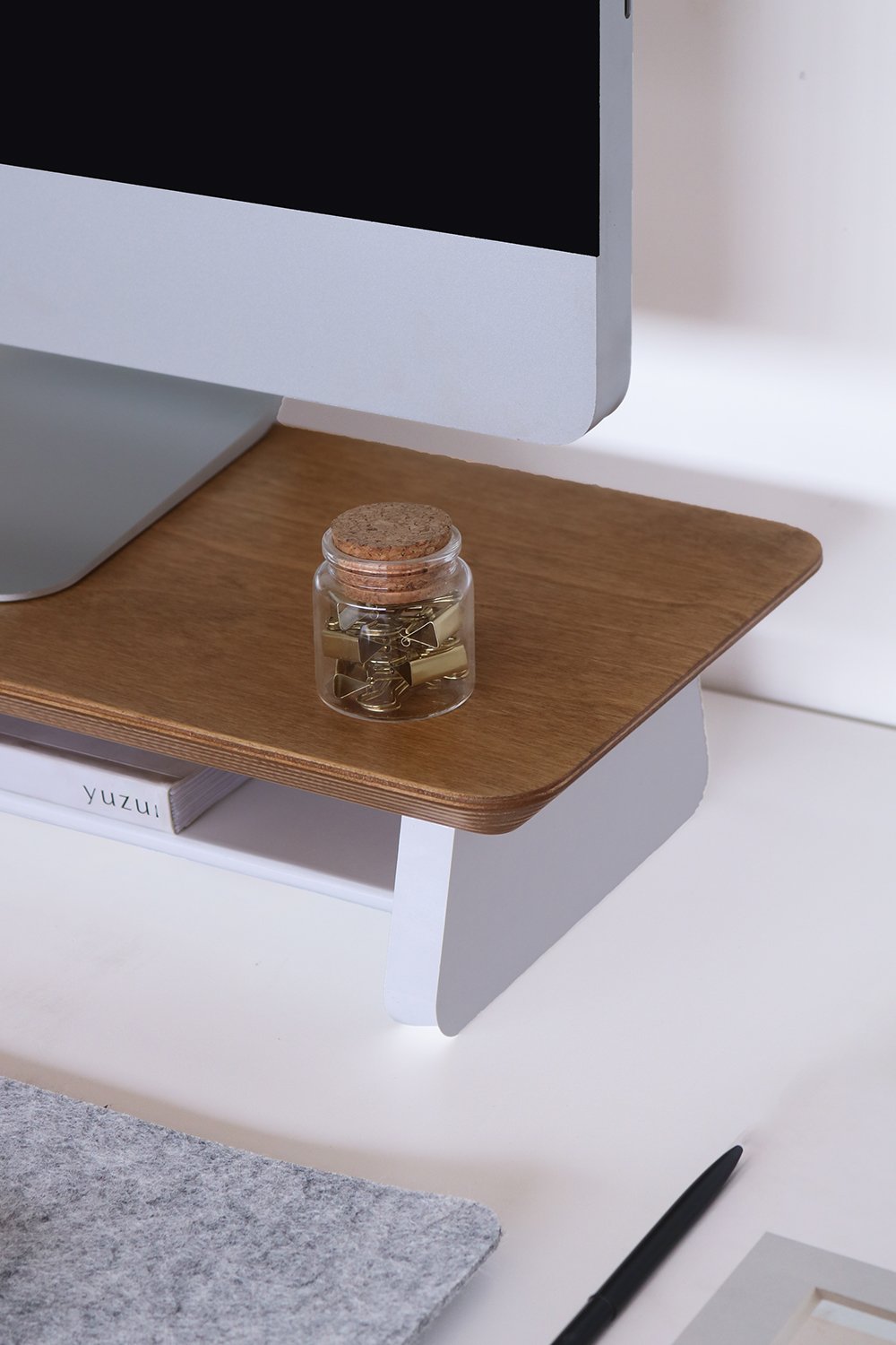 Fagus Wood-Küçük Monitör Standı - Meşe-Ekran Yükseltici-6-Milagron.com