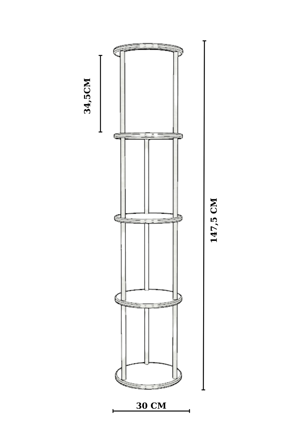 Fagus Wood-Lona Raflı Lambader, 3 Katlı Ahşap Zemin Aydınlatması, Keten Abajurlu Masif Modern Dekoratif Lamba-Lambader-7-Milagron.com