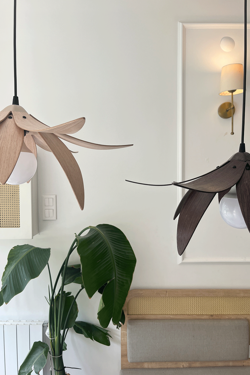 Fagus Wood-Lotus Avize – Ahşap Modern Ve Minimal Tasarım Avize, İskandinav Salon Ve Oturma Odası Aydınlatması (ceviz)-Avize-3-Milagron.com