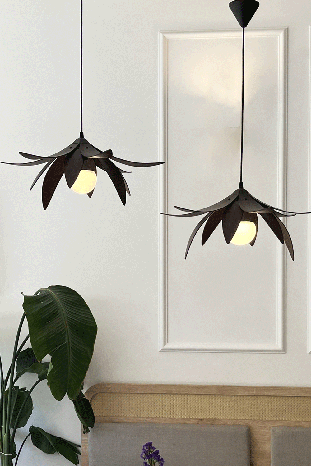 Fagus Wood-Lotus Avize – Ahşap Modern Ve Minimal Tasarım Avize, İskandinav Salon Ve Oturma Odası Aydınlatması (ceviz)-Avize-4-Milagron.com