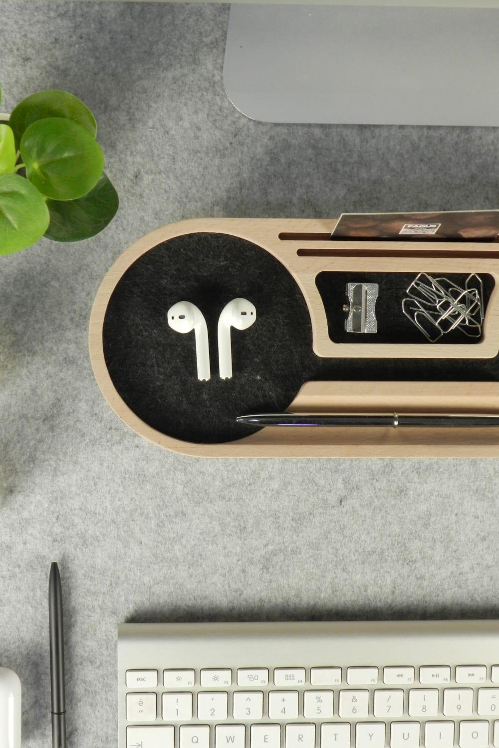 Fagus Wood-Mini Round Masa Düzenleyici (Füme)-Masaüstü Organizer-4-Milagron.com