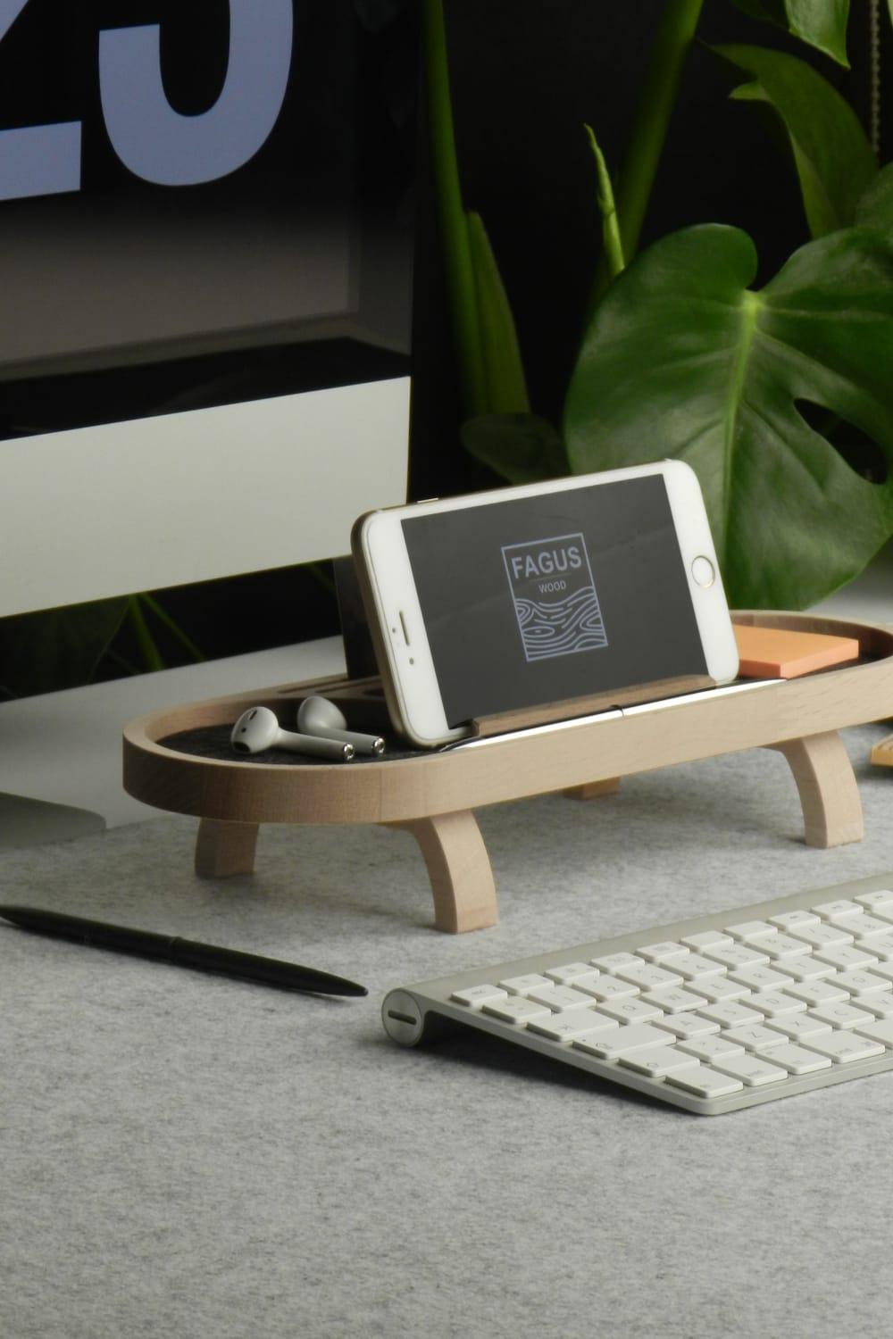 Fagus Wood-Mini Round Masa Düzenleyici (Füme)-Masaüstü Organizer-7-Milagron.com