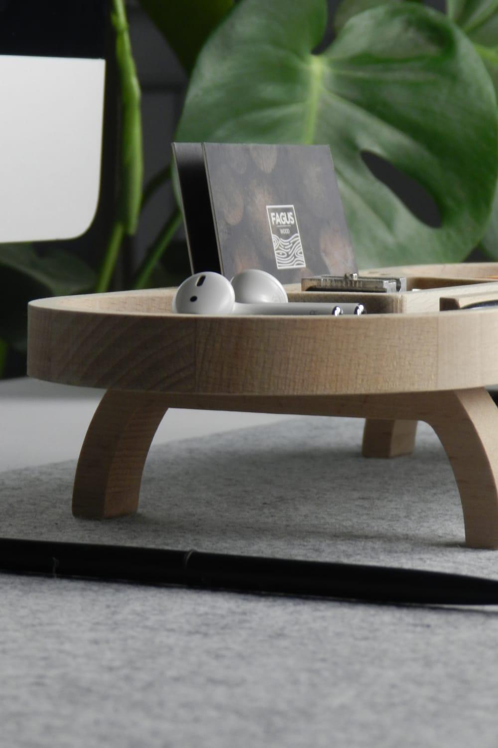 Fagus Wood-Mini Round Masa Düzenleyici (Füme)-Masaüstü Organizer-8-Milagron.com