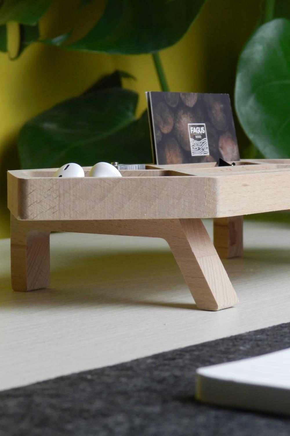 Fagus Wood-Mini Slash Masa Düzenleyici (Füme)-Masaüstü Organizer-8-Milagron.com