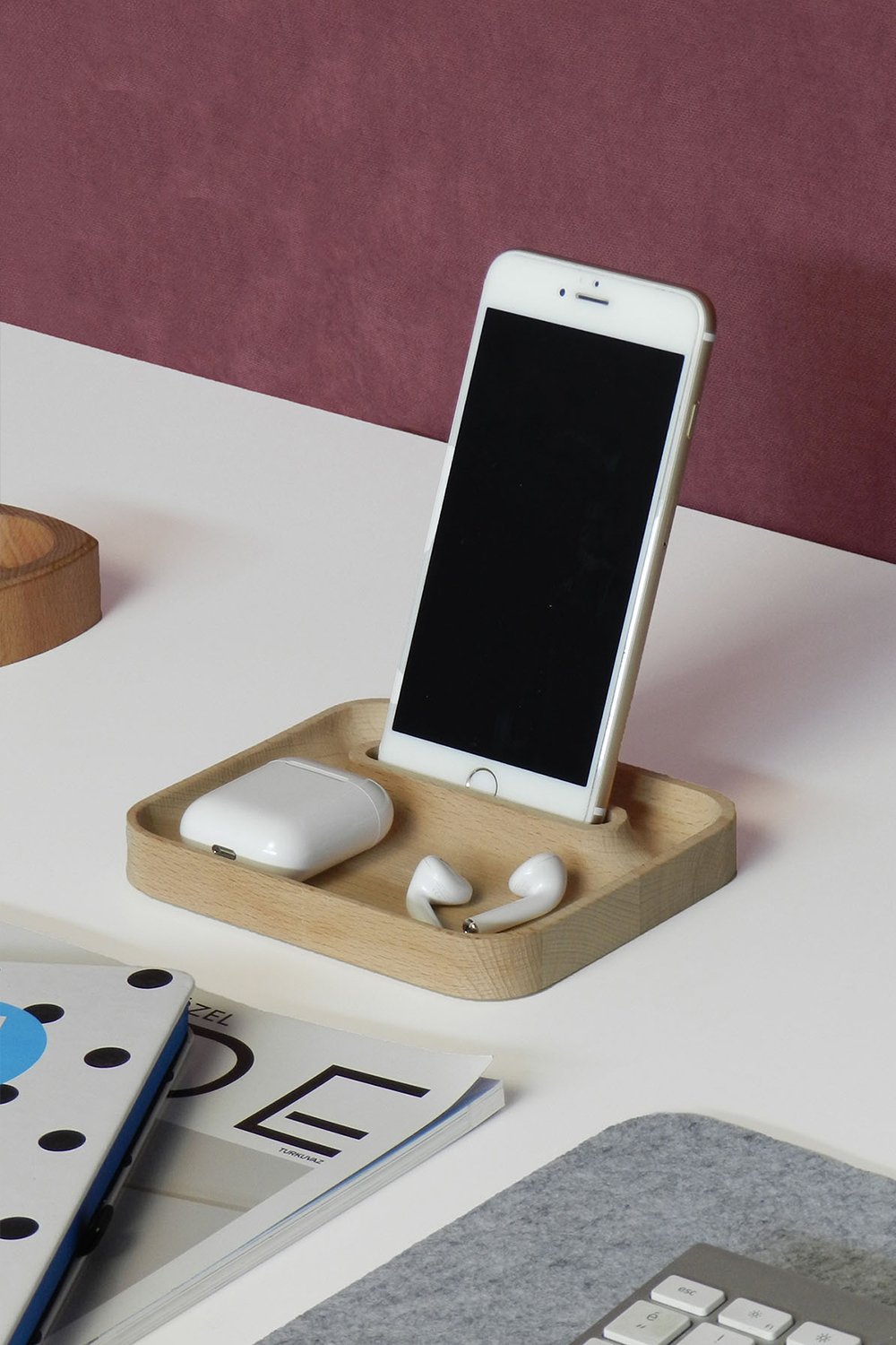 Fagus Wood-Nova Telefon Standı - Kayın-Telefon Tutucu-1-Milagron.com
