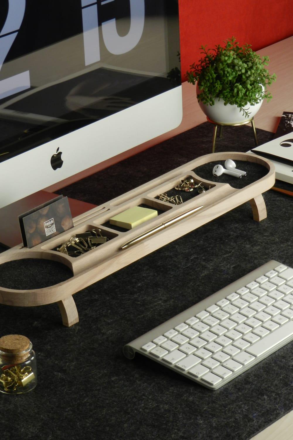 Fagus Wood-Round Masa Düzenleyici (Füme)-Biblo-1-Milagron.com