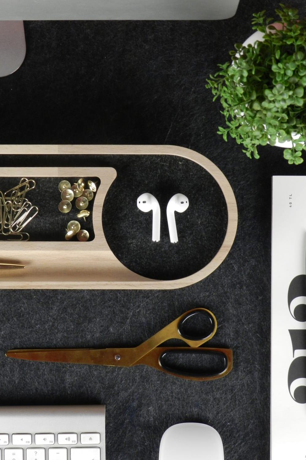 Fagus Wood-Round Masa Düzenleyici (Füme)-Biblo-2-Milagron.com