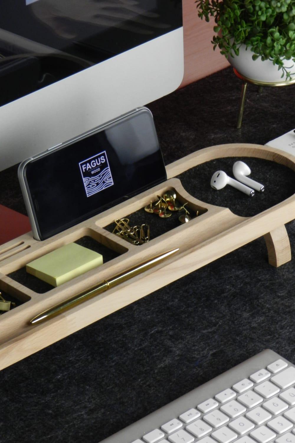 Fagus Wood-Round Masa Düzenleyici (Füme)-Biblo-7-Milagron.com