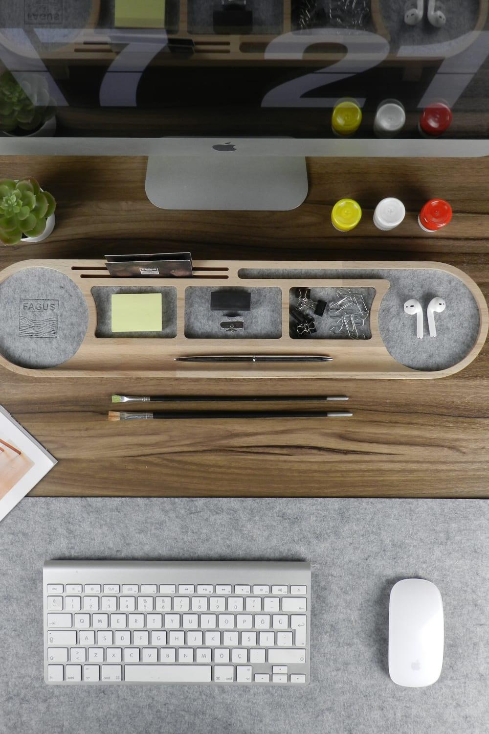 Fagus Wood-Round Masa Düzenleyici (Gri)-Masaüstü Organizer-2-Milagron.com