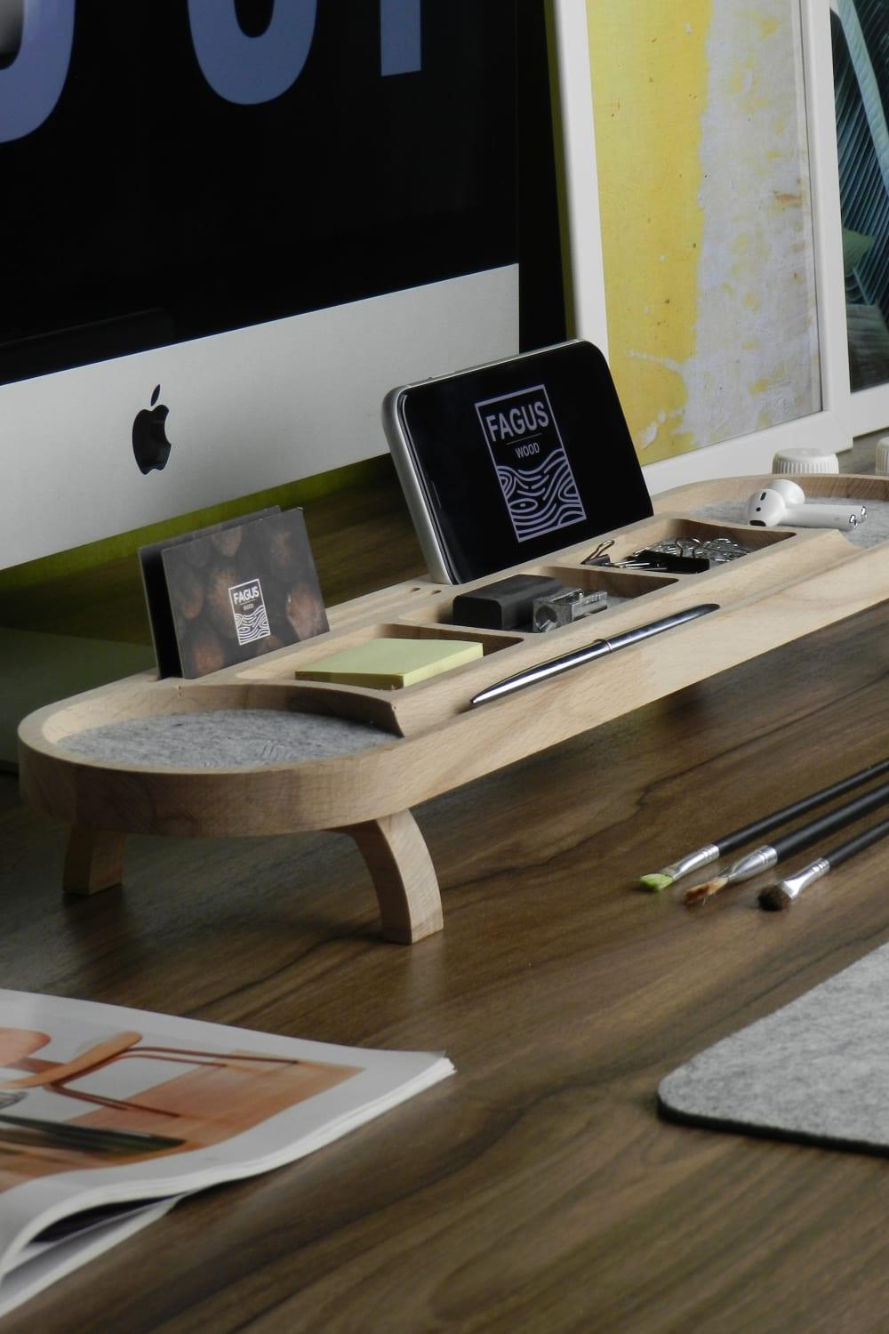 Fagus Wood-Round Masa Düzenleyici (Gri)-Masaüstü Organizer-7-Milagron.com