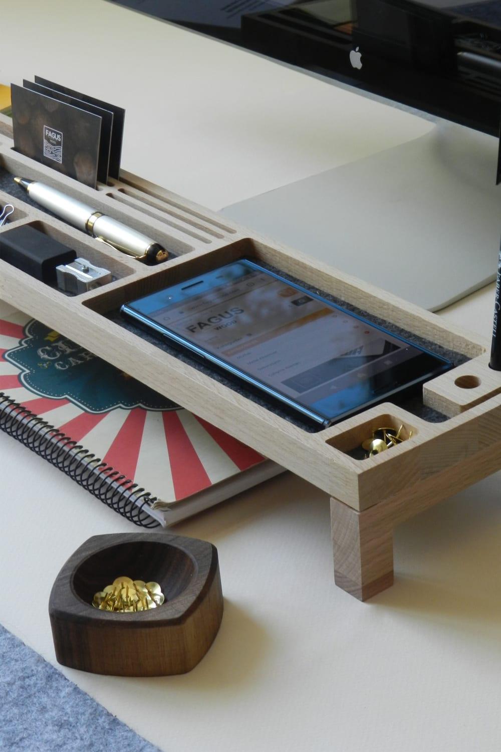 Fagus Wood-Sharpy Masa Düzenleyici (Füme)-Masaüstü Organizer-10-Milagron.com