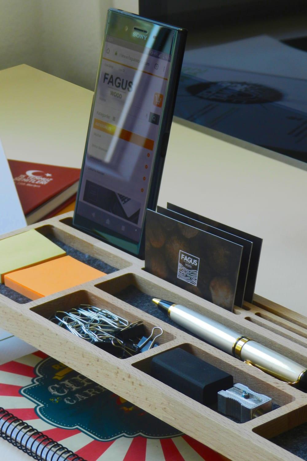 Fagus Wood-Sharpy Masa Düzenleyici (Füme)-Masaüstü Organizer-11-Milagron.com