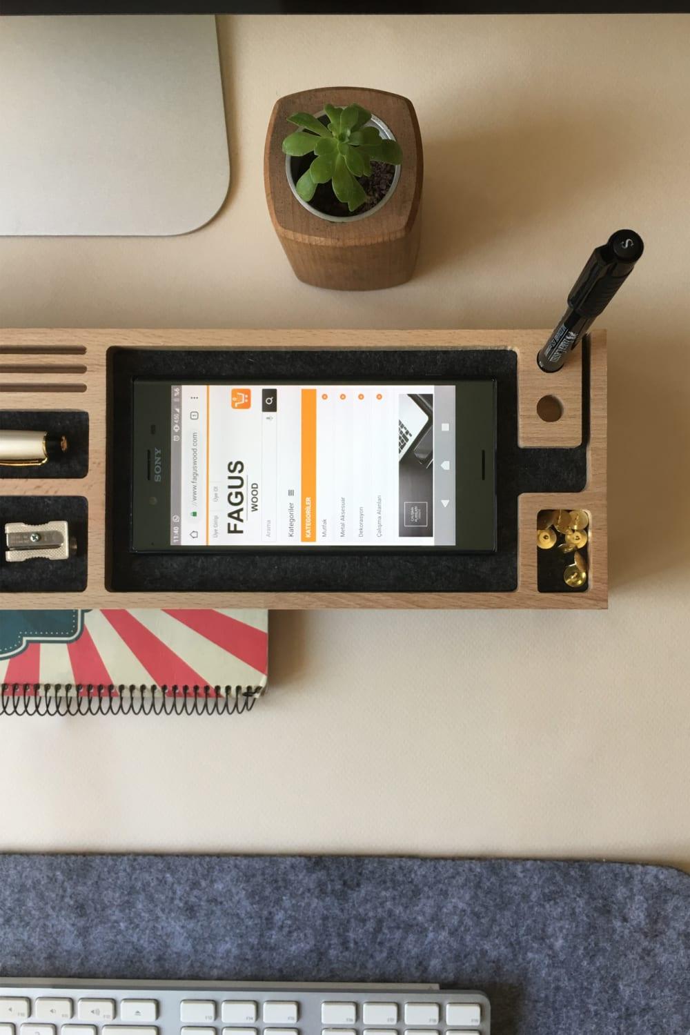 Fagus Wood-Sharpy Masa Düzenleyici (Füme)-Masaüstü Organizer-18-Milagron.com