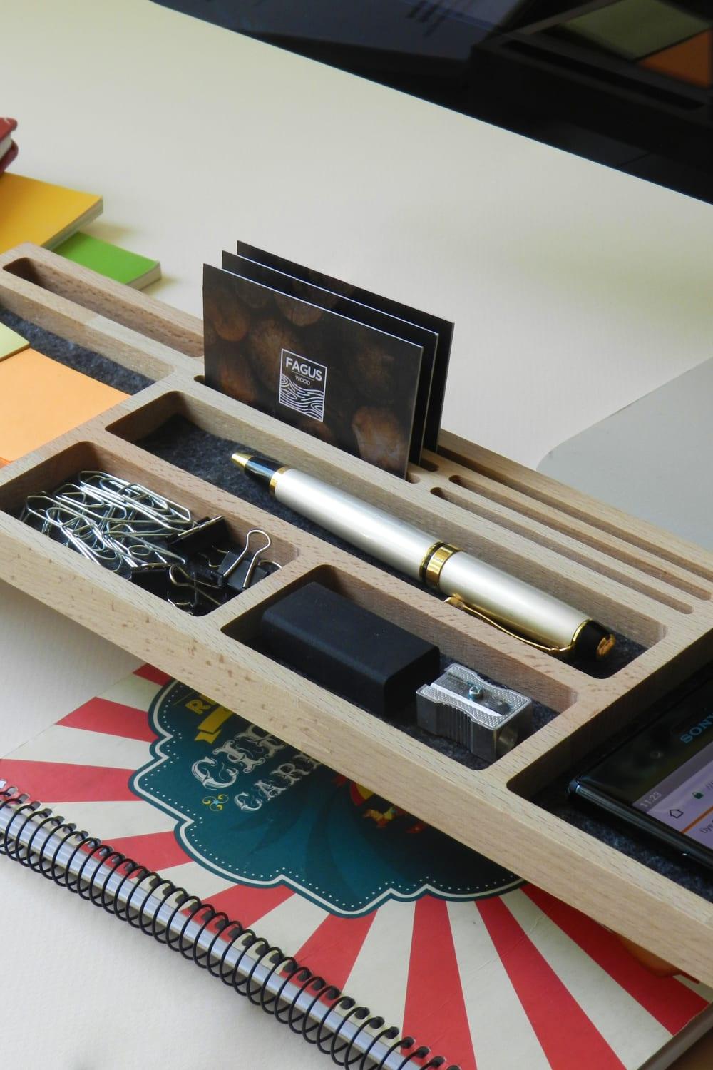 Fagus Wood-Sharpy Masa Düzenleyici (Füme)-Masaüstü Organizer-4-Milagron.com