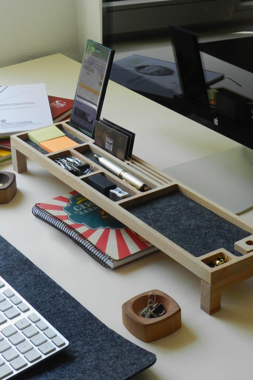 Fagus Wood-Sharpy Masa Düzenleyici (Füme)-Masaüstü Organizer-6-Milagron.com